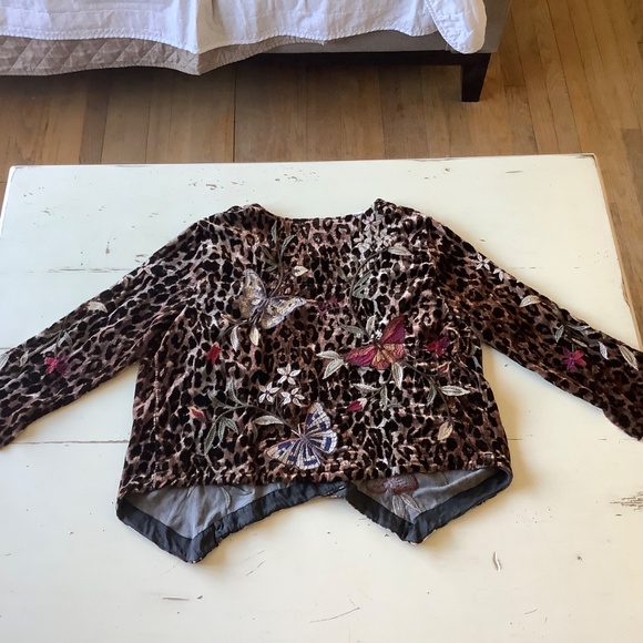 NWT Johnny Was Penelope Leopard Velvet Butterfly Embroidered Bolero Jacket S - Picture 11 of 16